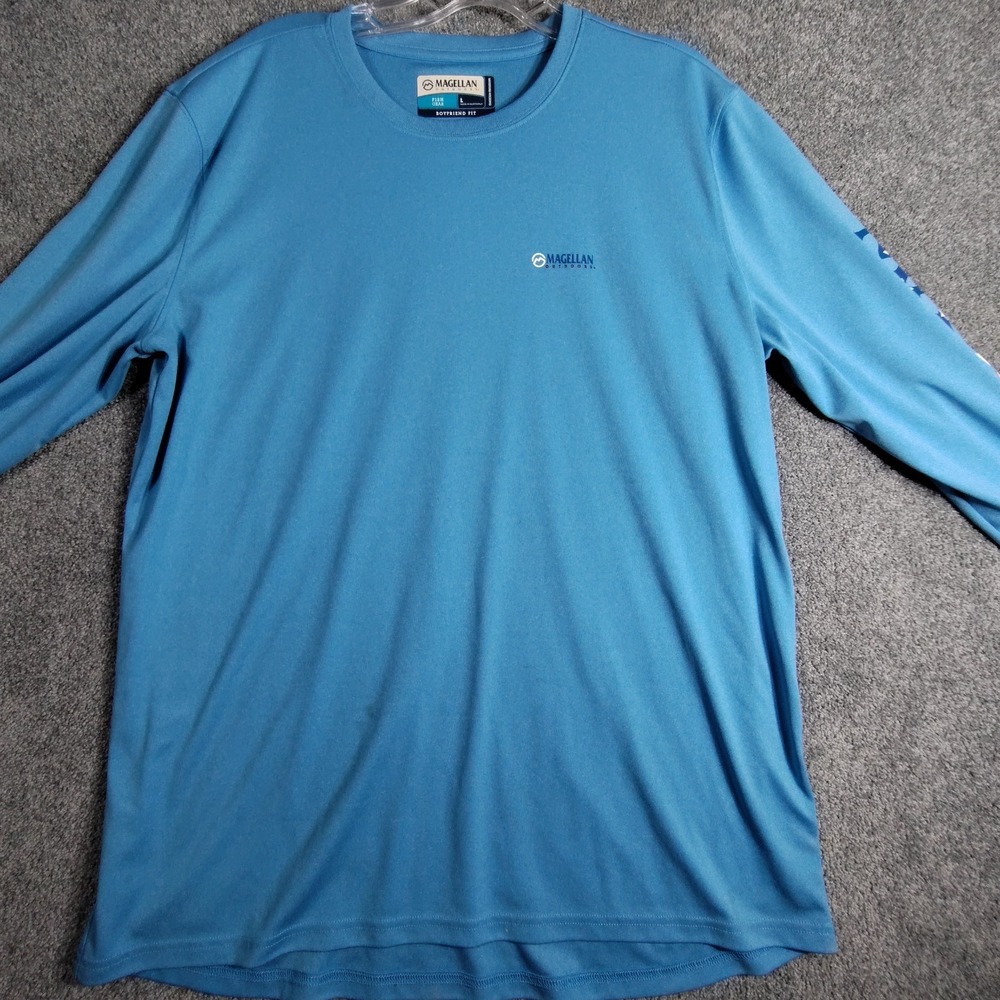 Magellan Outdoors Womens Fish Gear Shirt Large Long Sleeve Wicking Boyfriend Fit